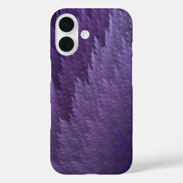 Violet Lilac Purple Tartan Feather Pattern iPhone 16 Hülle (Rückseite)