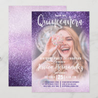 Violet Lilac Triple Glitzer Foto Quinceañera