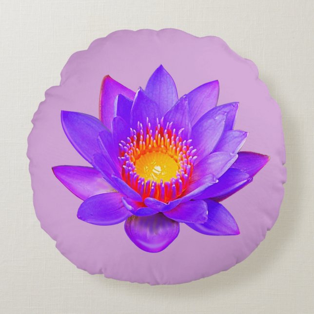 Violet-Lotus-Blume Rundes Kissen (Vorderseite)