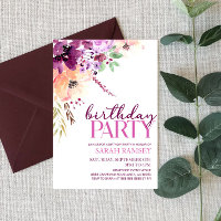 Violet Magenta Purple Floral Flower Birthday Party