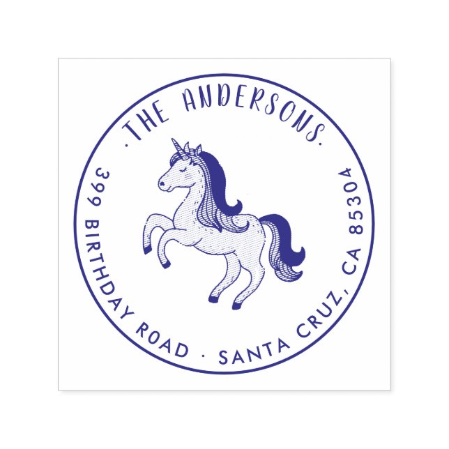 Violet Magical Unicorn Familienname Rücksendeadres Permastempel (Design)
