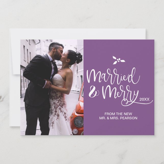 Violet, Marié et Joyeux, Noël, Carte photo (Devant)