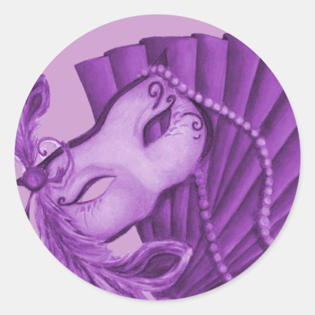 Violet Masquerade Runder Aufkleber (Vorderseite)