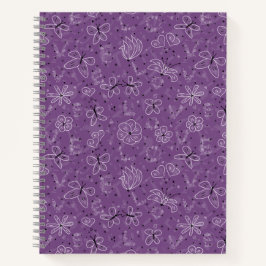 Violet Mauve Butterfly LIEBE - nahtloses Muster. Notizbuch