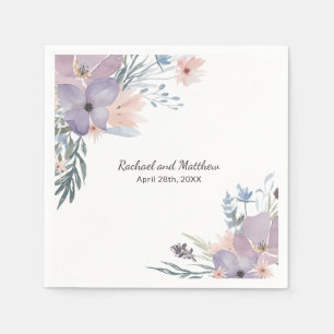 Violet Meadow Floral Wildblumen Hochzeit Serviette