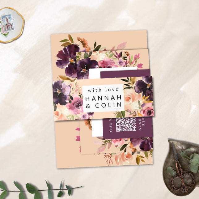 Violet Meadows Modern Fall Floral Einladungsbanderole (Von Creator hochgeladen)