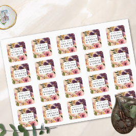 Violet Meadows Modern Fall Floral Quadratischer Aufkleber