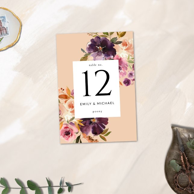 Violet Meadows Modern Fall Floral Tischnummer (Von Creator hochgeladen)