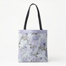 Violet & Mint Hydrangea & Lilacs Personalized Tote