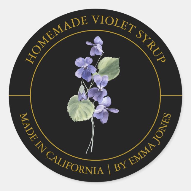 Violet Modernes Label Runder Aufkleber (Vorderseite)