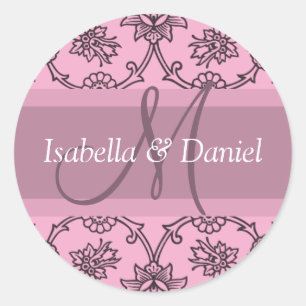 Violet Monogramme mariage Favoriser les Étiquettes