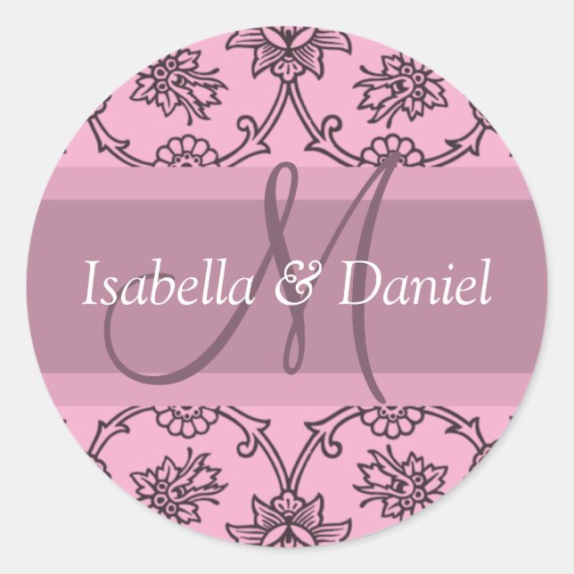 Violet Monogramme mariage Favoriser les Étiquettes (Devant)
