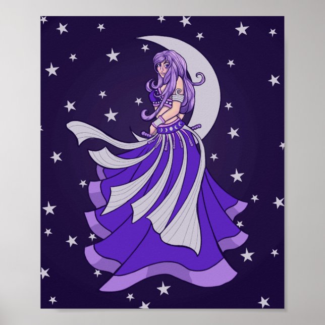 Violet Moon Goddess Bly Dancer Lila Art MoonCh Poster (Vorne)