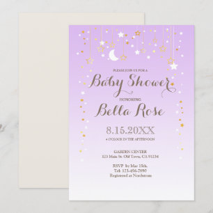 Violet Moon Star fille Invitation Baby shower