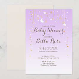 Violet Moon Star Girl Babydusche einladen Einladung