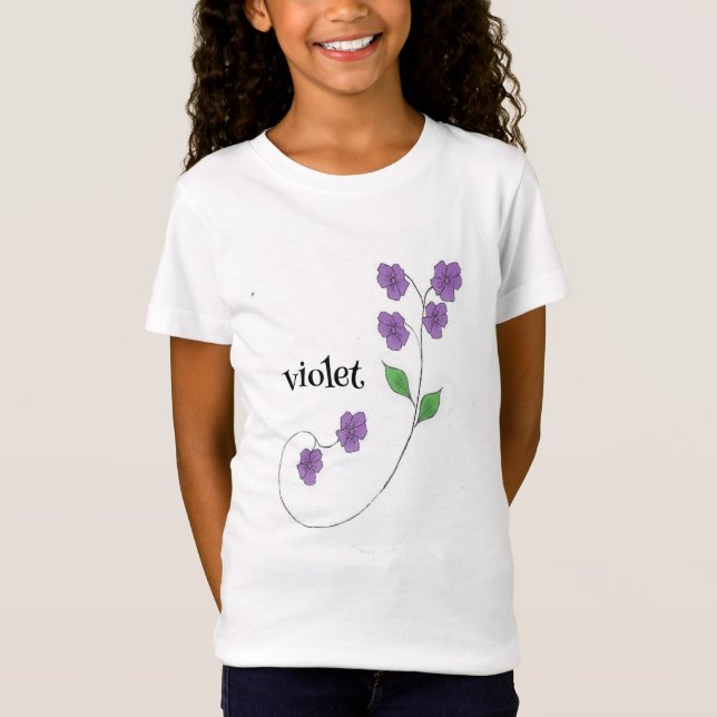 Violet Name Mädchen Flowert T-Shirt (Vorderseite)