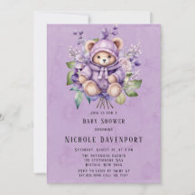 Violet Niedlich Teddy Bear Floral Girl Babydusche