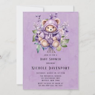 Violet Niedlich Teddy Bear Floral Girl Babydusche Einladung