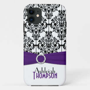 Violet, noir, blanc Damas iPhone 5 Coque