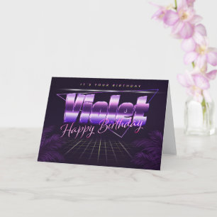 Violet Nom Prénom lila retro Carte Anniversaire