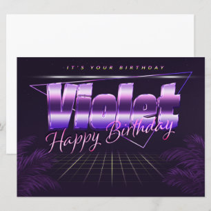 Violet Nom Prénom lila retro Carte Anniversaire