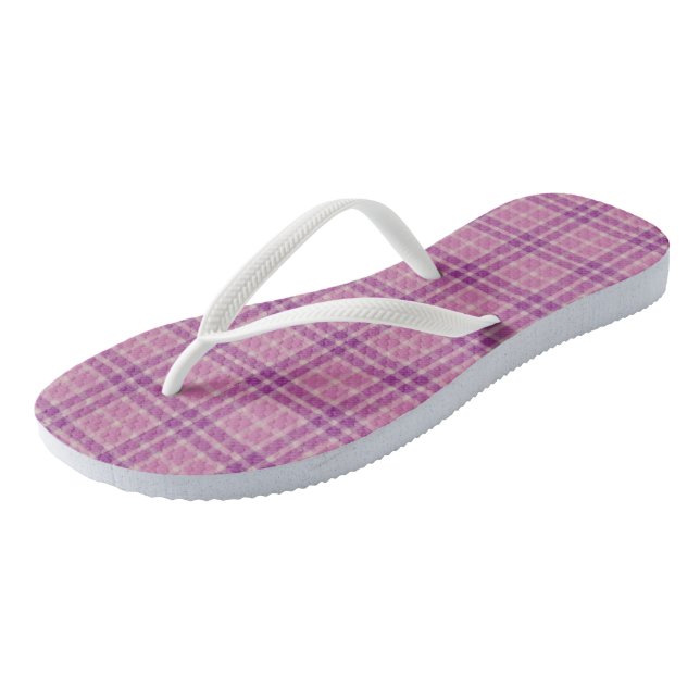 Violet Orchidée Plaid Motif tongs (Incliné)