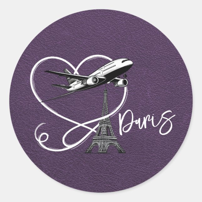 Violet Paris Passport Runder Aufkleber (Vorderseite)