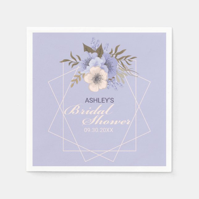 Violet Peach Pastel Geometrische Rose Brautparty Serviette (Vorderseite)