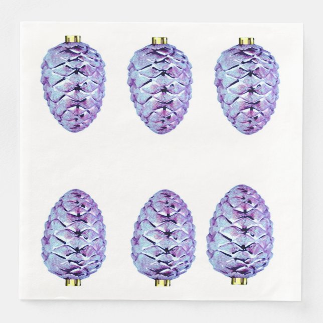 Violet Pinecones Paper Napkin Serviette (Vorderseite)