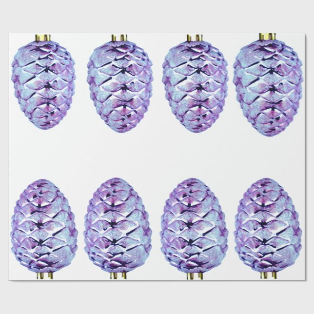 Violet Pinecones Wrapping Paper Geschenkpapier (Flach)