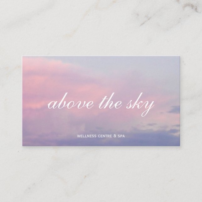 Violet pink clouds Zen sunset sky photograph card Visitenkarte (Vorderseite)