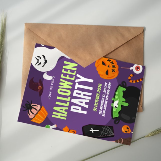 Violet Pumpkin Boo Cute Halloween Party Invitation Einladung (Von Creator hochgeladen)
