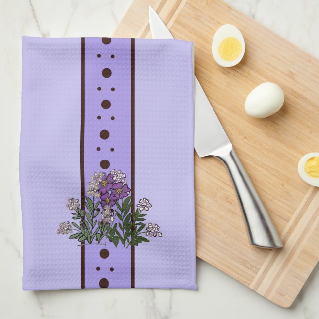 Violet Purple flowers Relax Cup kitchen towel Geschirrtuch (Viertel Falte)