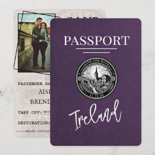 Violet Purple Irland Reisepass Save The Date