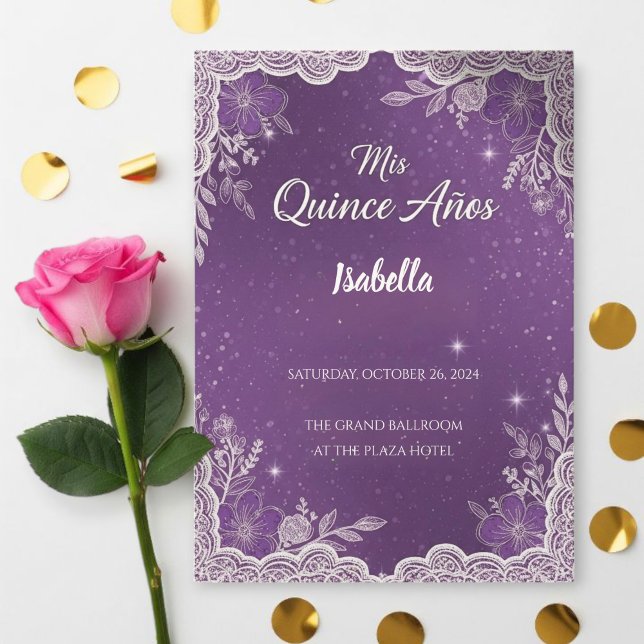 Violet Quinceañera Invitations, Elegant Einladung (Von Creator hochgeladen)