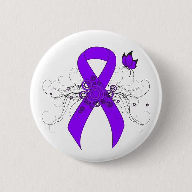 Violet Ribbon Butterfly, Hodgkin-Lymphom Button (Vorderseite)