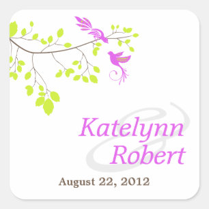 Violet Romance Wedding Square Stickers