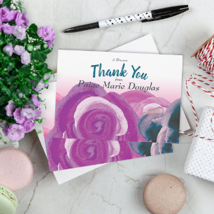 Violet, Rose, Roses Turquoises Merci Cartes
