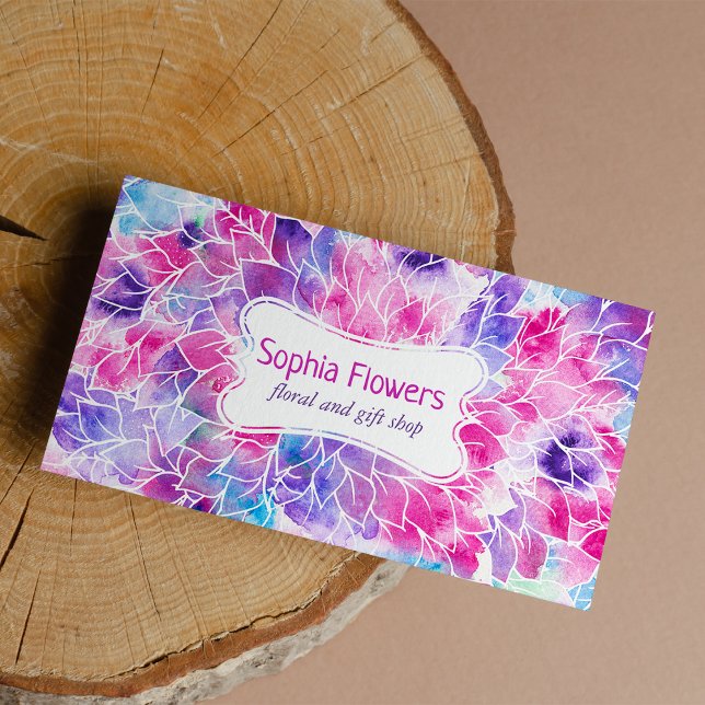 Violet rose turquoise peint à la main aquarelle fl (Pink violet teal hand painted watercolor floral )