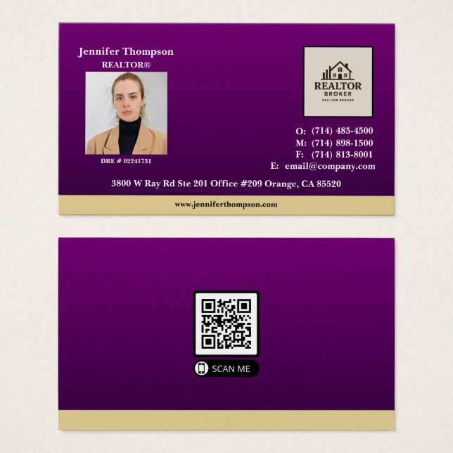 Violet royal avec Carte de visite magnétique à acc (Devant & derrière)