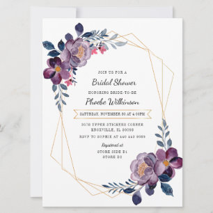Violet Rustique Floral Invitation à la douche nupt