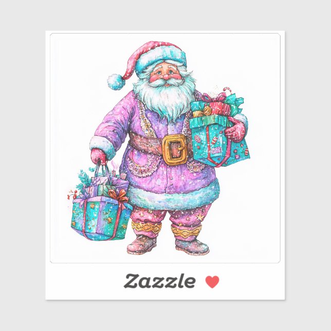 Violet Santa Spreading Weihnachtsfreude Aufkleber (Blatt)
