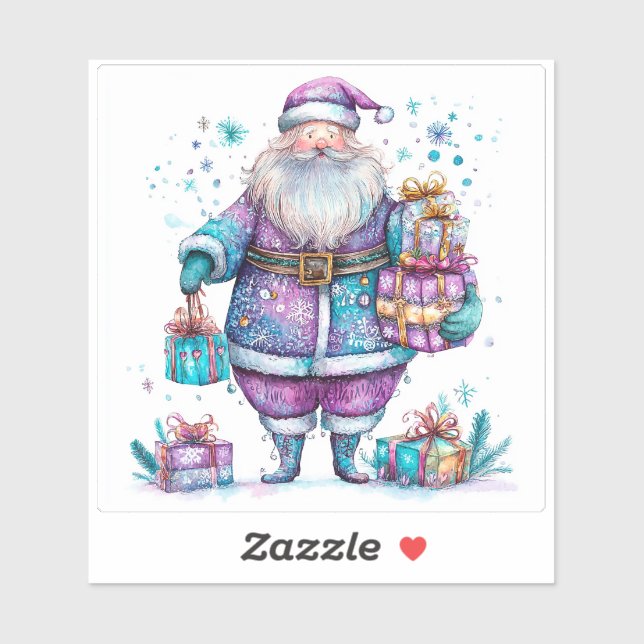 Violet Santa Spreading Weihnachtsmann Aufkleber (Blatt)
