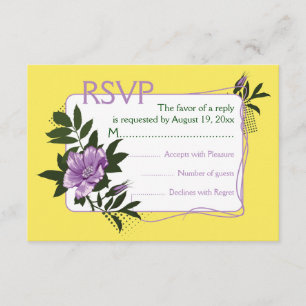 Violet sauvage rose jaune mariage floral carte RSV