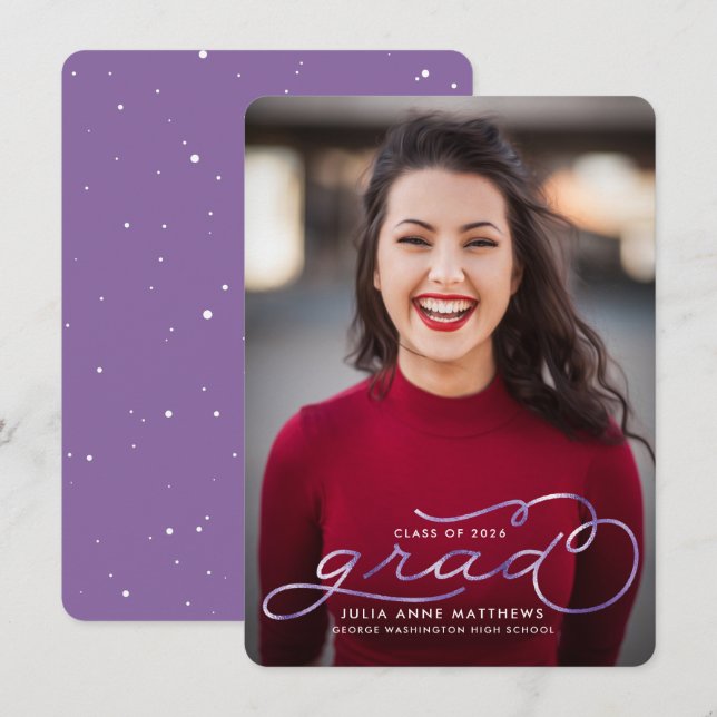 Violet Shine Foto Abschluss Ankündigung (Vorne/Hinten)