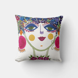 Violet - Sinti und Roma Garden Girl Cotton Pillow Kissen