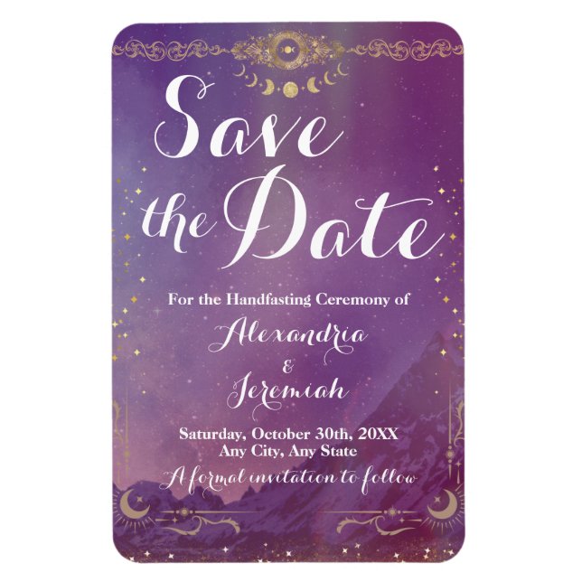 Violet Sky Gold Moon Flexibles Foto Magnet (Vertikal)