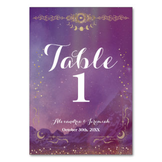 Violet Sky Gold Moon Tischnummer
