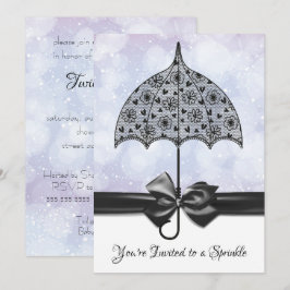 Violet Sprinkle Babydusche Schwarze Schnürsenkel Einladung