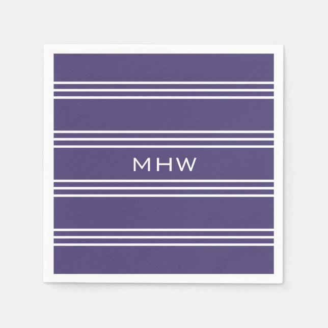 Violet Streifen, kundenspezifische Monogramm-Papie Serviette (Vorderseite)